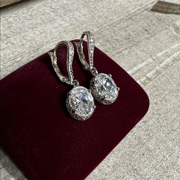 Joseph Esposito like new crystal sterling silver 925 stamped dangle earrings - Picture 2 of 8